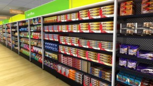 PLAY Market research has created multiple versions of the supermarket aisle walk-through to display different pack holders, signage and other possibilities.